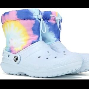 Crocs Classic Lined Neo Puff Comfy Boots BLUE women size 8